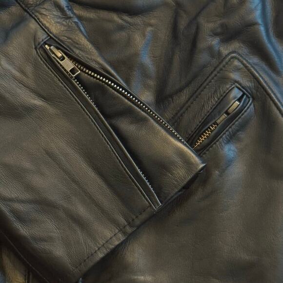 New HARLEY DAVIDSON Biker Black Leather Moto Riding Jacket Men’s Sz 3X - Picture 8 of 16